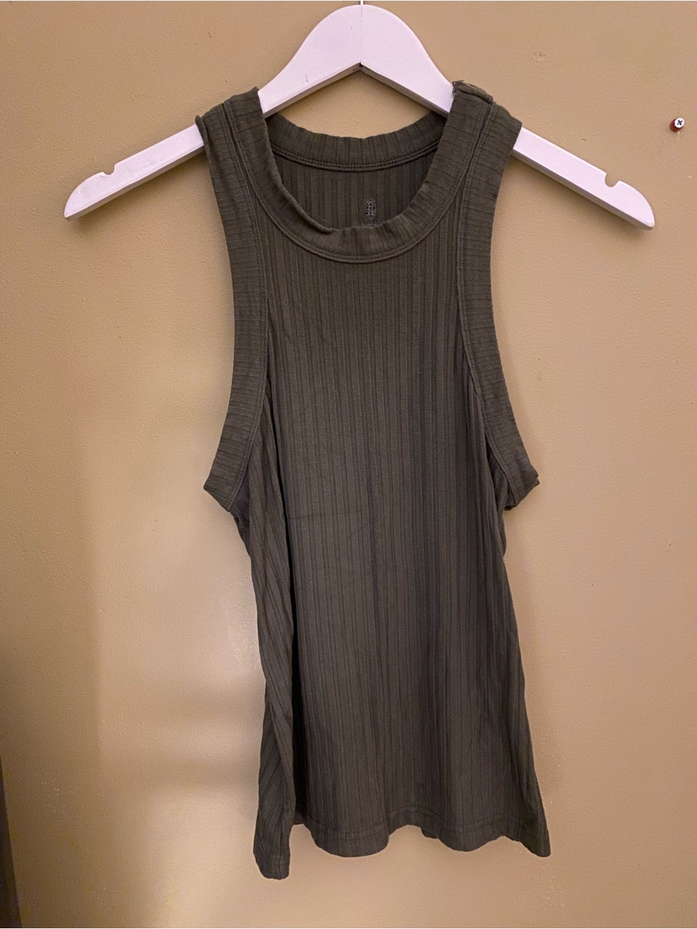 FP Movement Ribbed Olive Green Sleeveless Tank Top, Size Small